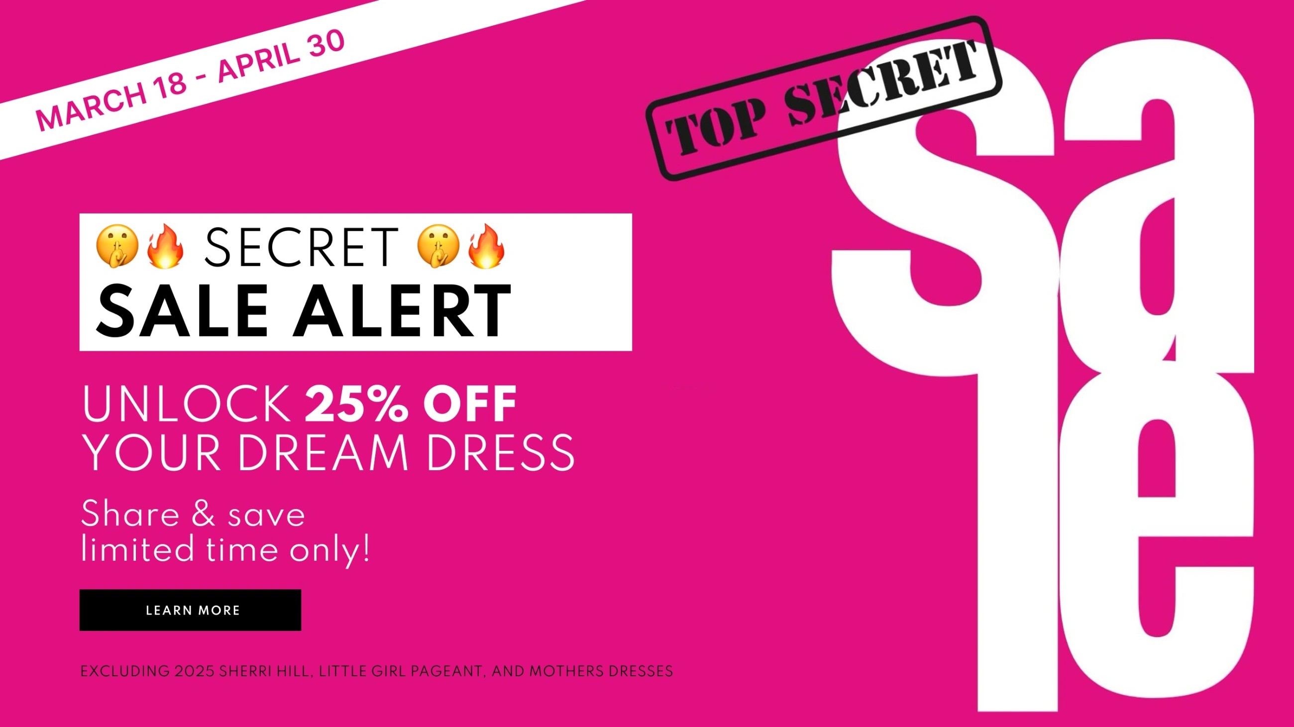 Secret Sale desktop banner